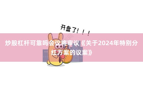 炒股杠杆可靠吗会议将审议《关于2024年特别分红方案的议案》