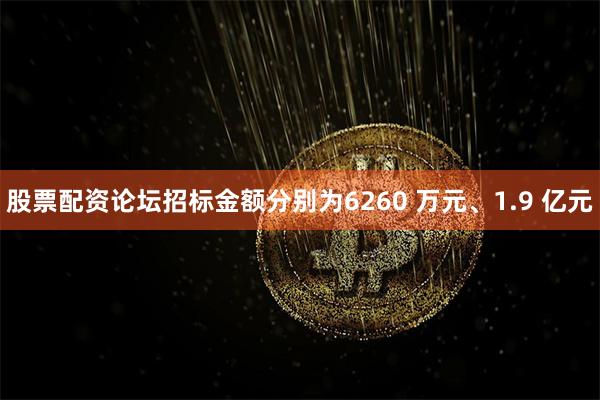 股票配资论坛招标金额分别为6260 万元、1.9 亿元